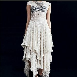 Like new Free People Ruffle Lace Midi Slip S